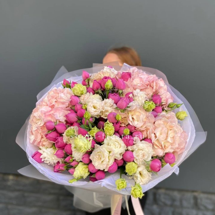  Букет  гортензий и Мисти в Смоленске