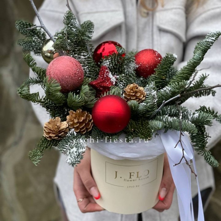 Новогодняя композиция в коробке ред в Смоленске