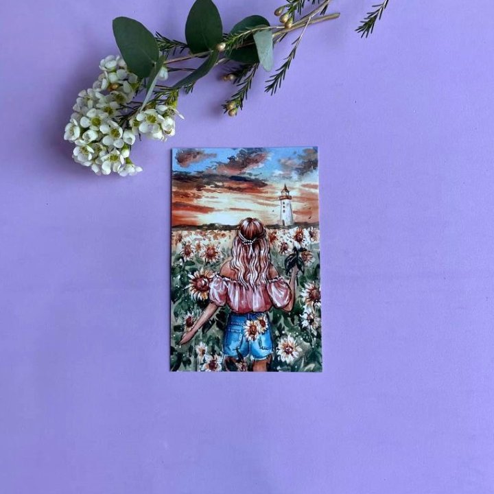 Открытка к букету "Подсолнух" в Смоленске