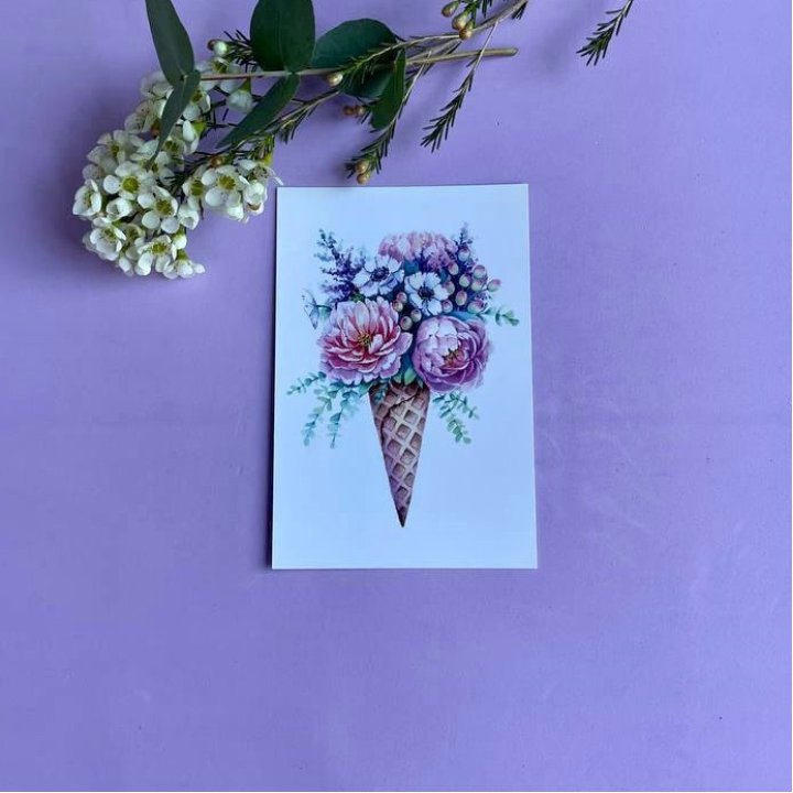 Открытка к букету "Цветочно-кремовый" в Смоленске