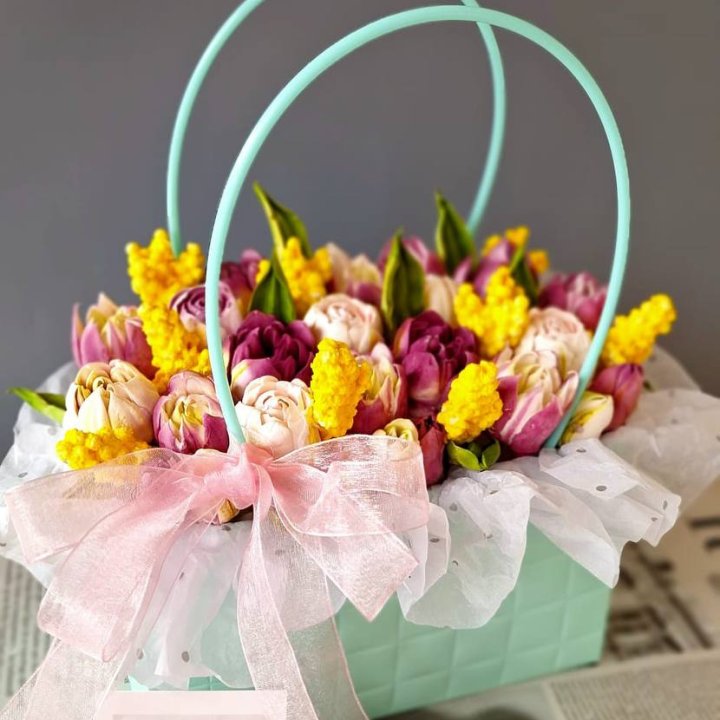Тюльпаны в сумочке из зефира в Смоленске