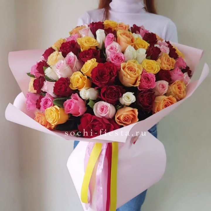 101 роза Кенийский микс "Нежность" в Смоленске